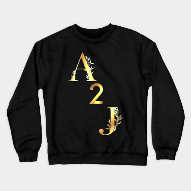 Golden A 2 J Crewneck Sweatshirt by Blue Butterfly Designs 